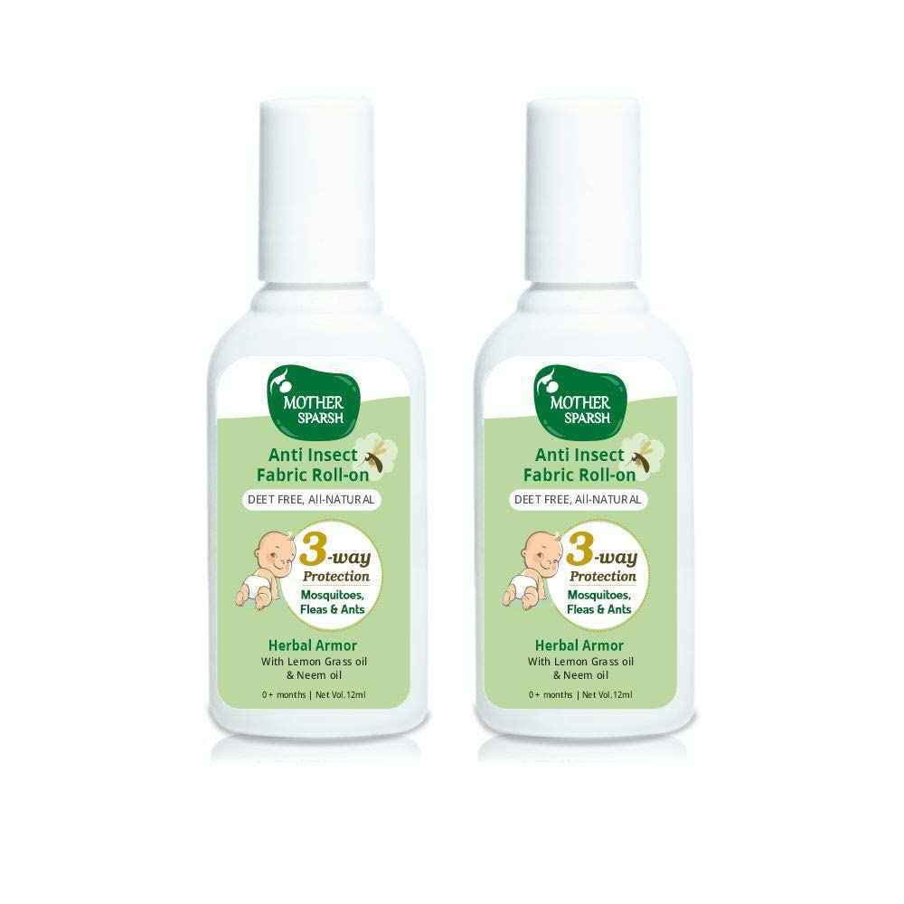 Buy Mother Sparsh Natural Mosquito Repellent Fabric Roll-on for Babies, 3-Way Protection from Mosquitoes, Fleas and Ants (12ml, Pack of 2) - Purplle
