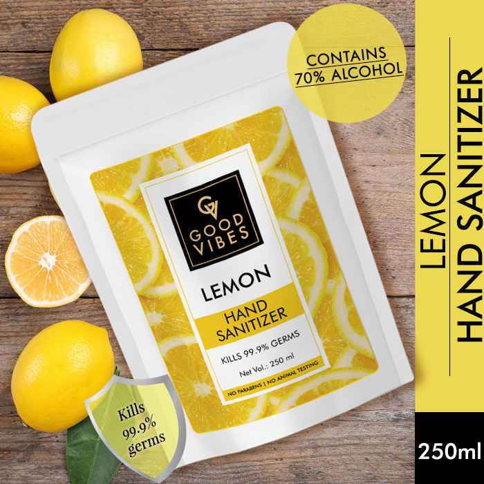Buy Good Vibes 70% Alcohol Hand Sanitizer - Lemon (250 ml) - Purplle