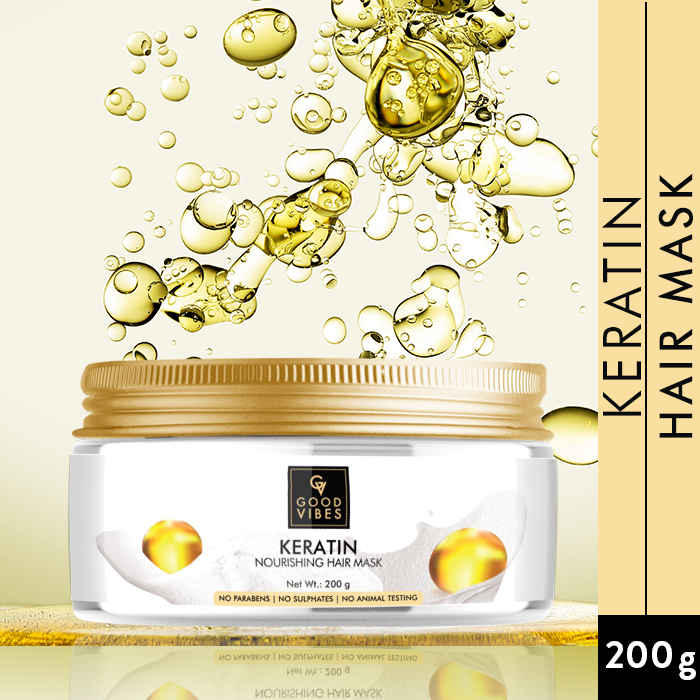 Buy Good Vibes Keratin Nourishing Hair Mask | With Shea Butter | Hair Shine, Softening | No Parabens, No Sulphates, No Animal Testing (200 g) - Purplle
