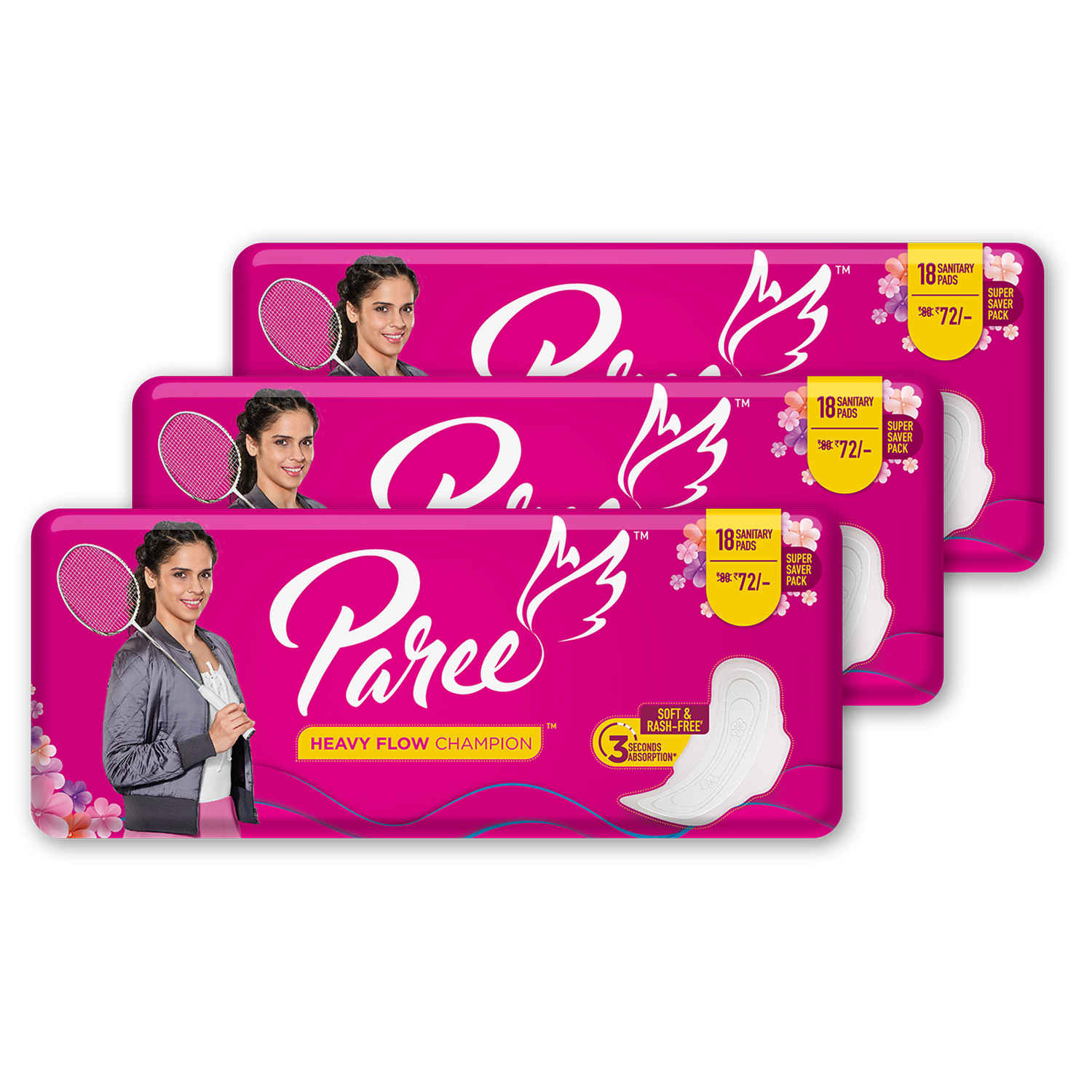 Buy Paree Super Soft & Dry Feel 20 Regular Sanitary Pads For Quick Absorb (Combo of 3) - Purplle