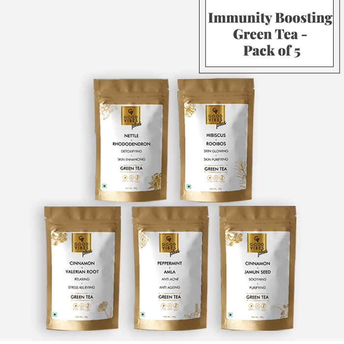 Buy Good Vibes Immunity Boosting Green Tea - Pack of 5 (50 g X 5) - Purplle