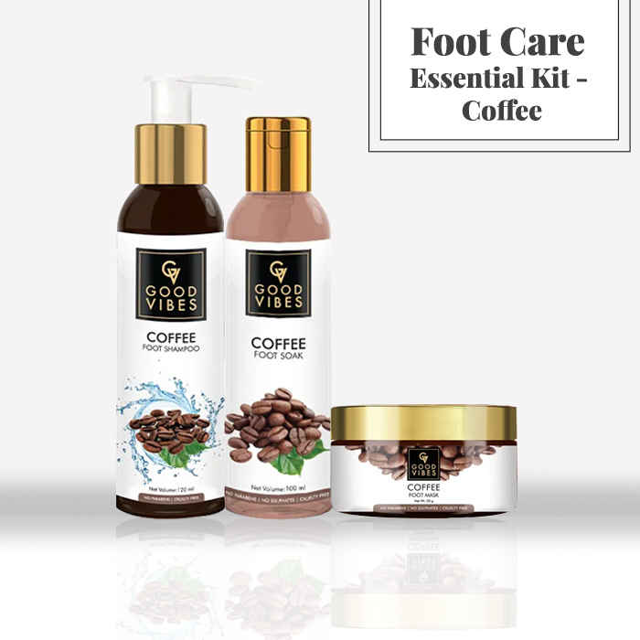 Buy Good Vibes Foot Care Essential Kit - Coffee (Foot Shampoo + Foot Mask + Foot Soak) - Purplle