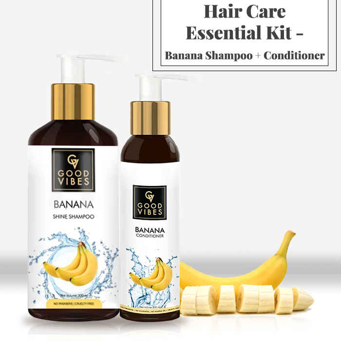 Buy Good Vibes Hair Care Essential Kit - Banana Shampoo + Conditioner (300 ml + 200 ml) - Purplle