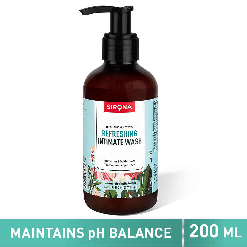 Buy Sirona Natural pH balanced Intimate Wash with 5 Magical Herbs & No Chemical Actives - Helps Reduce Odor, Itching & Maintains Hygiene for Men and Women - 200 ml - Purplle