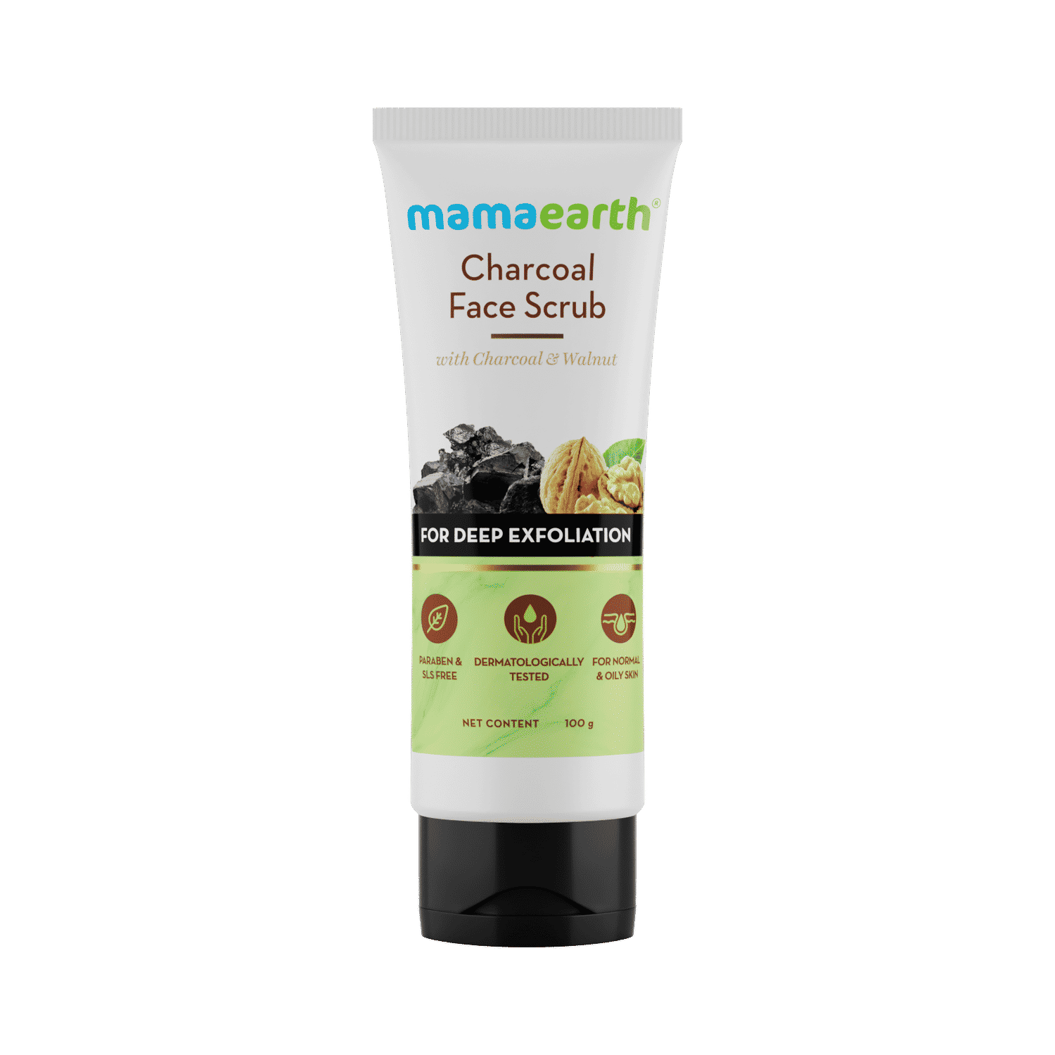 Buy Mamaearth Charcoal Face Scrub For Oily Skin & Normal skin, with Charcoal & Walnut for Deep Exfoliation (100 gm) - Purplle