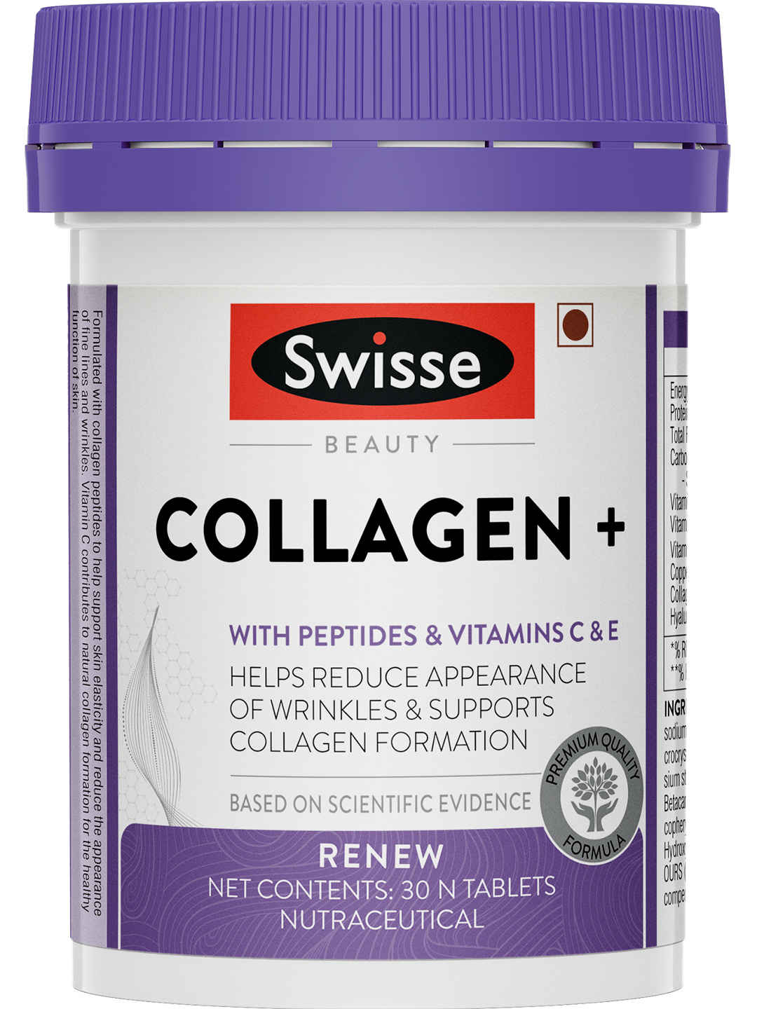 Buy Swisse Beauty Collagen+ Supplement with Peptides & Vitamin C & E for Beautiful Skin 30 Tablets - Purplle