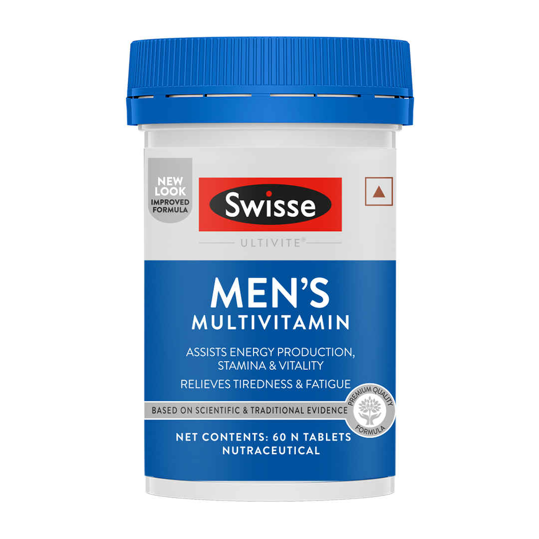Buy Swisse Ultivite Men’s Multivitamin Supplement for Relieving Fatigue & Tiredness and assisting Energy, Stamina & Vitality production - 60 Tablets - Purplle