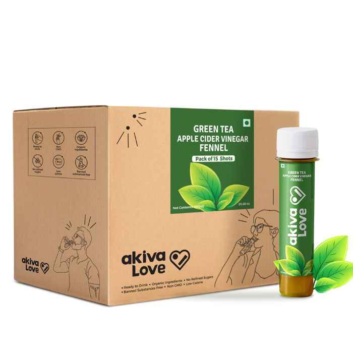 Buy Akiva Love Green Tea Apple Cider Vinegar Ready To Drink Health Shots Bottle (Pack of 15)(40 ml each) - Purplle