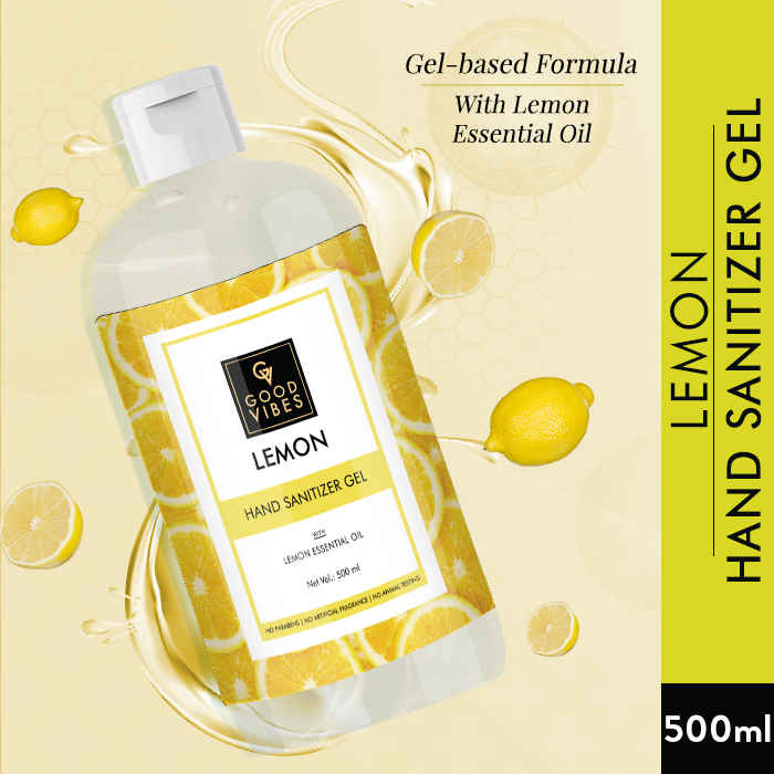 Buy Good Vibes Lemon Hand Sanitizer Gel with Lemon Essential Oil - 500 ml - Purplle