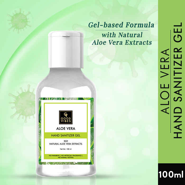 Buy Good Vibes Aloe Vera Hand Sanitizer Gel with Natural Aloe Vera Extracts | Non-Sticky, Moisturizing (100 ml) - Purplle