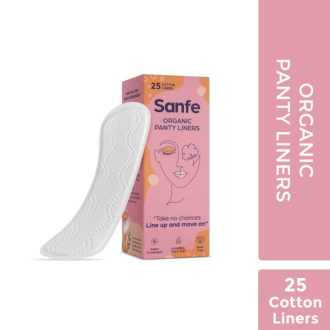 Buy Sanfe Organic Cotton Panty Liners for women | For Protection Against Leakage, Discharge and Rashes - 25 units (Pack of 1) - Purplle