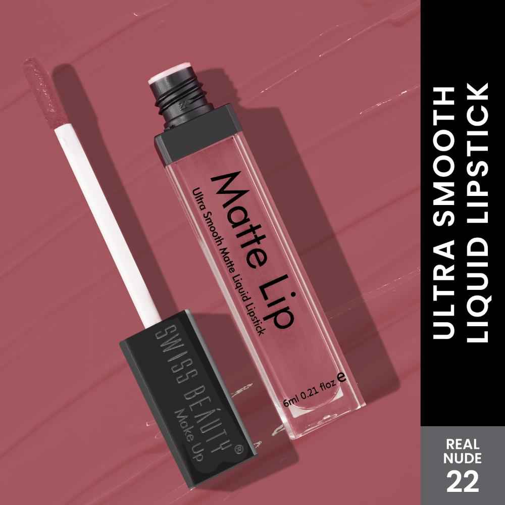 Buy Swiss Beauty Ultra Smooth Matte Lip Liquid Lipstick Color Stay - Real-Nude (6 ml) - Purplle