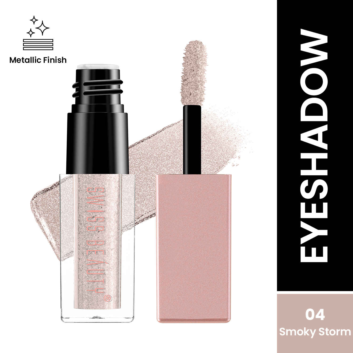 Buy Swiss Beauty Metallic Liquid Eyeshadow - 04 Smoky Storm (2.25 ml) - Purplle
