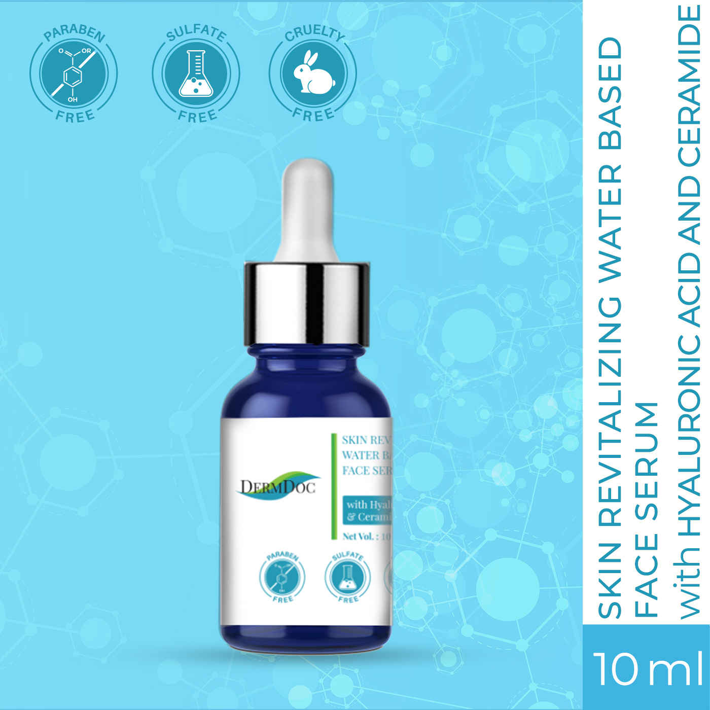 Buy DermDoc Skin Revitalizing water based face serum with hyaluronic acid and ceramide (10 ml) - Purplle