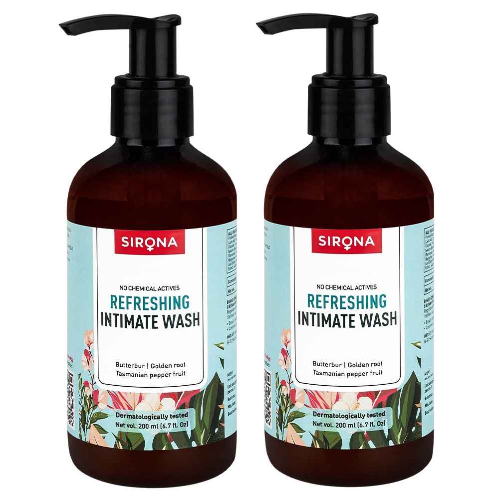 Buy Sirona Natural pH balanced Intimate Wash with 5 Magical Herbs & No Chemical Actives - Helps Reduce Odor, Itching & Maintains Hygiene for Men and Women (200 ml) (Pack of 2) - Purplle