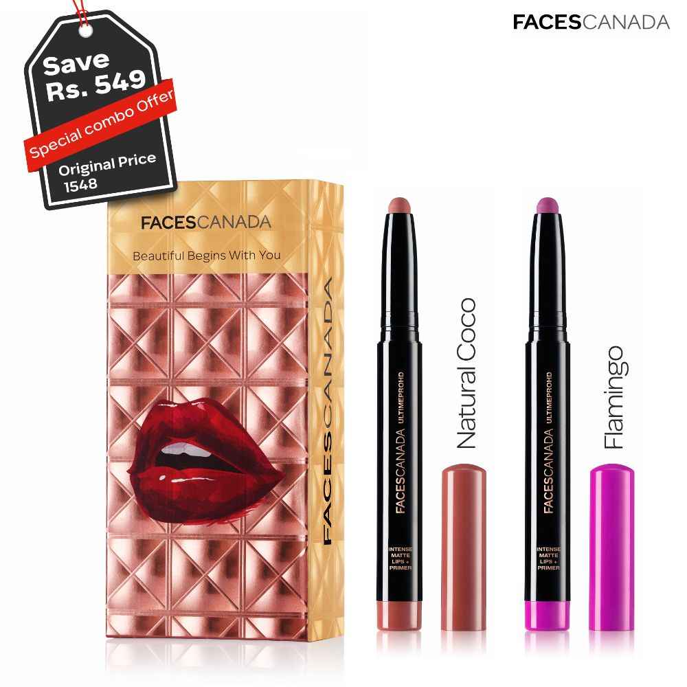 Buy Faces Canada HD Lipstick Combo Natural Coco + Flamingo (2.8 g) - Purplle