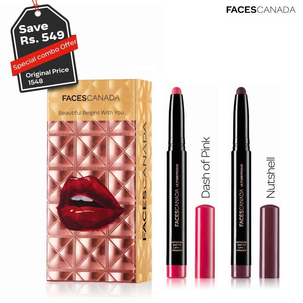 Buy Faces Canada HD Lipstick Combo - Dash Of Pink + Nutshell (2.8 g) - Purplle