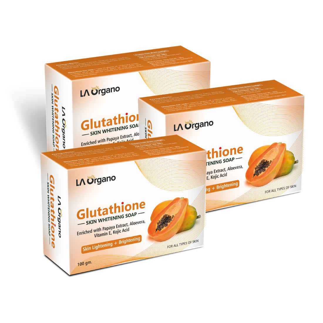 Buy LA Organo Glutathione Papaya Skin Lightening & Brightening Soap For All Skin Type (100gm) Pack of 3 - Purplle