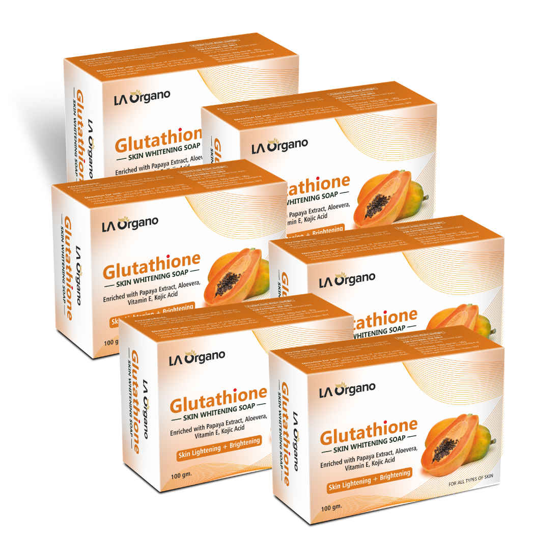 Buy LA Organo Glutathione Papaya Skin Lightening & Brightening Soap For All Skin Type (100gm) Pack of 6 - Purplle