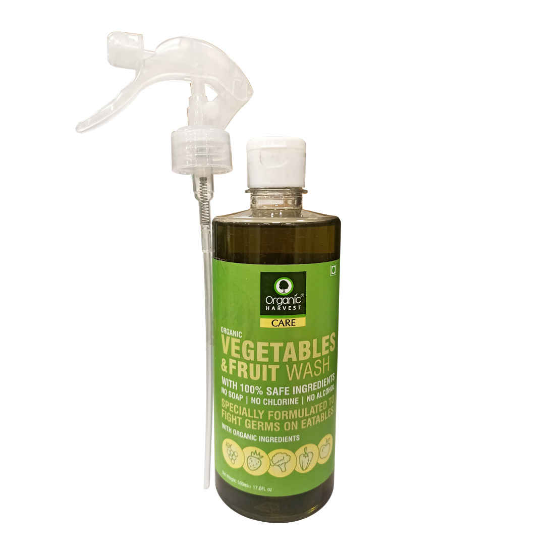 Buy Organic Harvest Vegetables & Fruits Wash, 100% Safe Ingredients, No Soap, No Chlorine, No Alcohol, with Organic Ingredients, Specially formulated to fight Germs on Eatables (500 ml) - Purplle