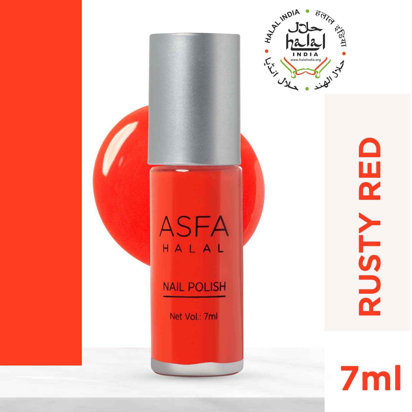 Buy Asfa Halal Hi Shine Nail Polish Rusty Red 008 (7 ml) - Purplle