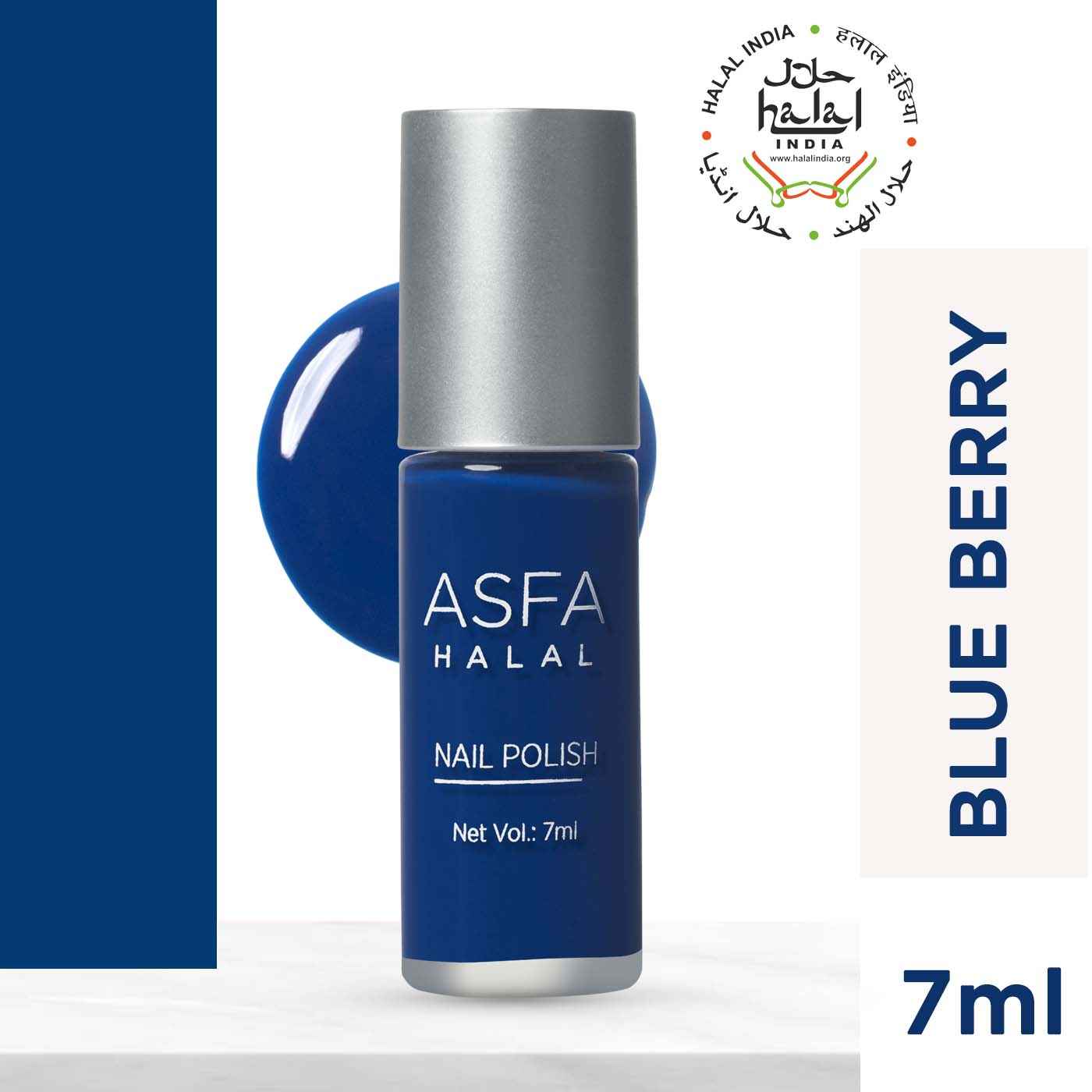 Buy Asfa Halal Hi Shine Nail Polish Blue Berry 013 (7 ml) - Purplle