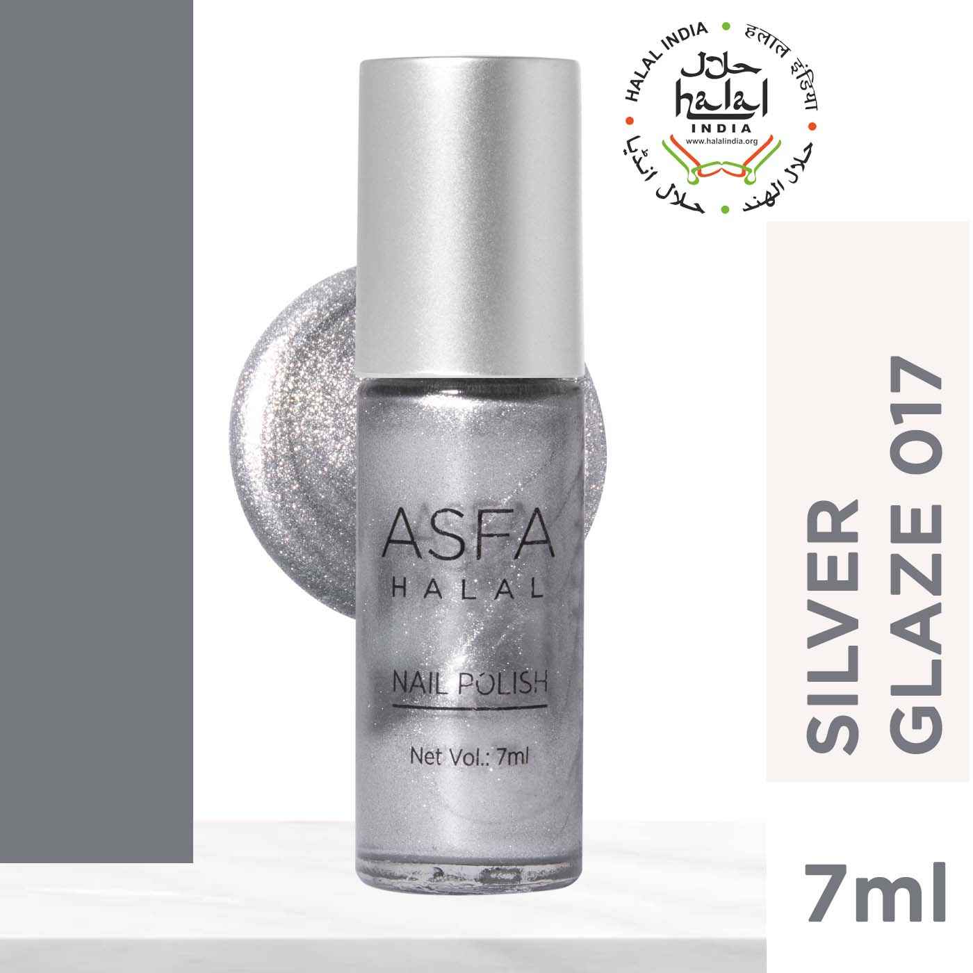 Buy Asfa Halal Hi Shine Nail Polish Silver Glaze 017 (7 ml) - Purplle