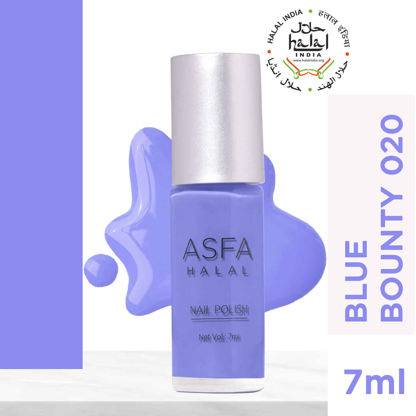 Buy Asfa Halal Hi Shine Nail Polish Blue Bounty 020 (7 ml) - Purplle