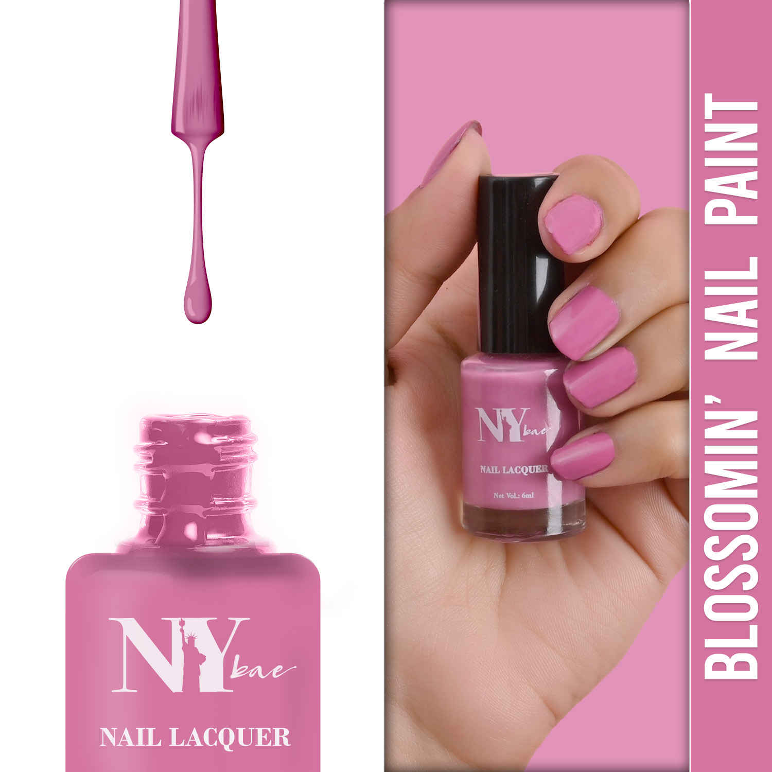 Buy NY Bae Blossomin' Nail Lacquer - Plumin' 2 (6 ml) | Plum Purple | Glossy Finish | Rich Pigment | High Shine | Chip Resistant | Long lasting | Streak-free Application | Cruelty Free - Purplle