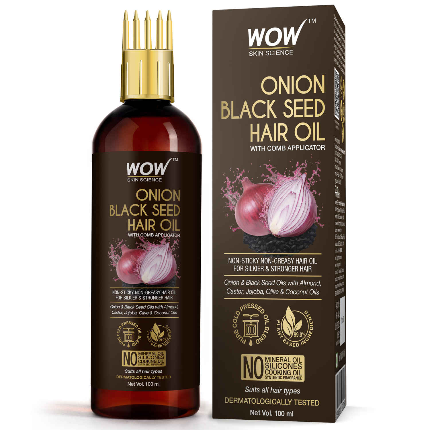 Buy WOW Skin Science Onion Black Seed Hair Oil - WITH COMB APPLICATOR (100 ml) - Purplle