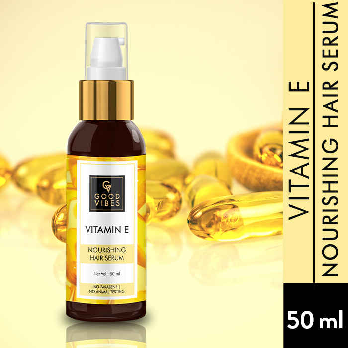 Buy Good Vibes Vitamin E Nourishing Hair Serum | Frizz Control, Moisturizing, Hair Growth | No Parabens, No Animal Testing (50 ml) - Purplle