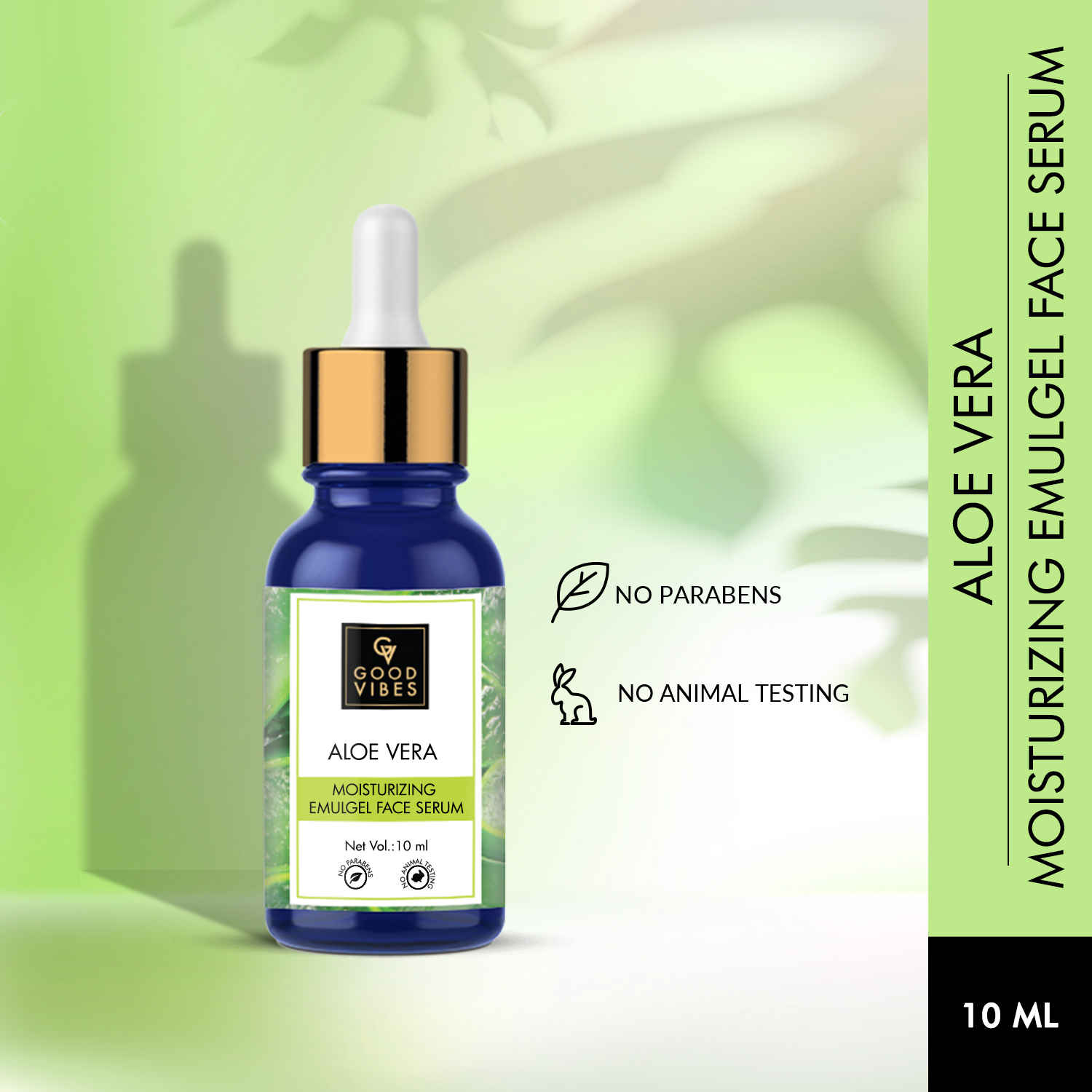 Buy Good Vibes Aloe Vera Moisturizing Emulgel Face Serum | Hydrating, Moisturizing, Brightening | No Parabens, No Sulphates, No Animal Testing (10 ml) - Purplle