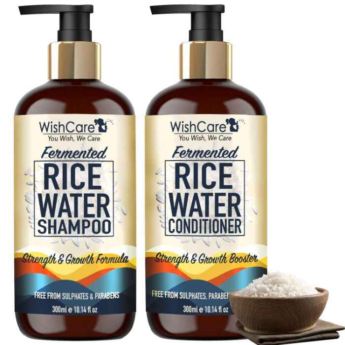 Buy WishCare Fermented Rice Water Shampoo & Conditioner- Strength & Growth Formula - Free from Mineral Oils, Sulphates & Parabens - For All Hair Types - (300 ml + 300 ml) - Purplle
