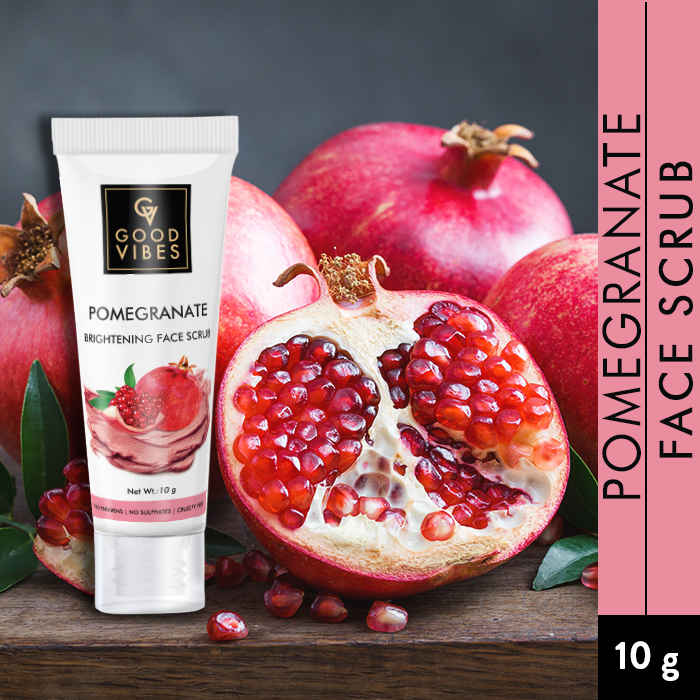 Buy Good Vibes Pomegranate Brightening Scrub - Travel Size (10 gm) - Purplle