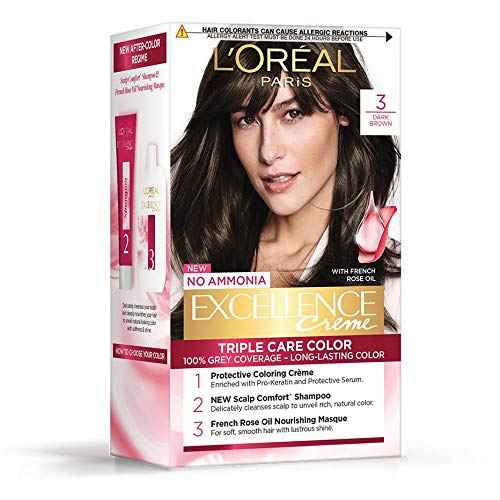 Buy L'Oreal Paris Excellence Creme Hair Color, 3 Dark Brown/Natural Darkest Brown, 72ml+100g - Purplle