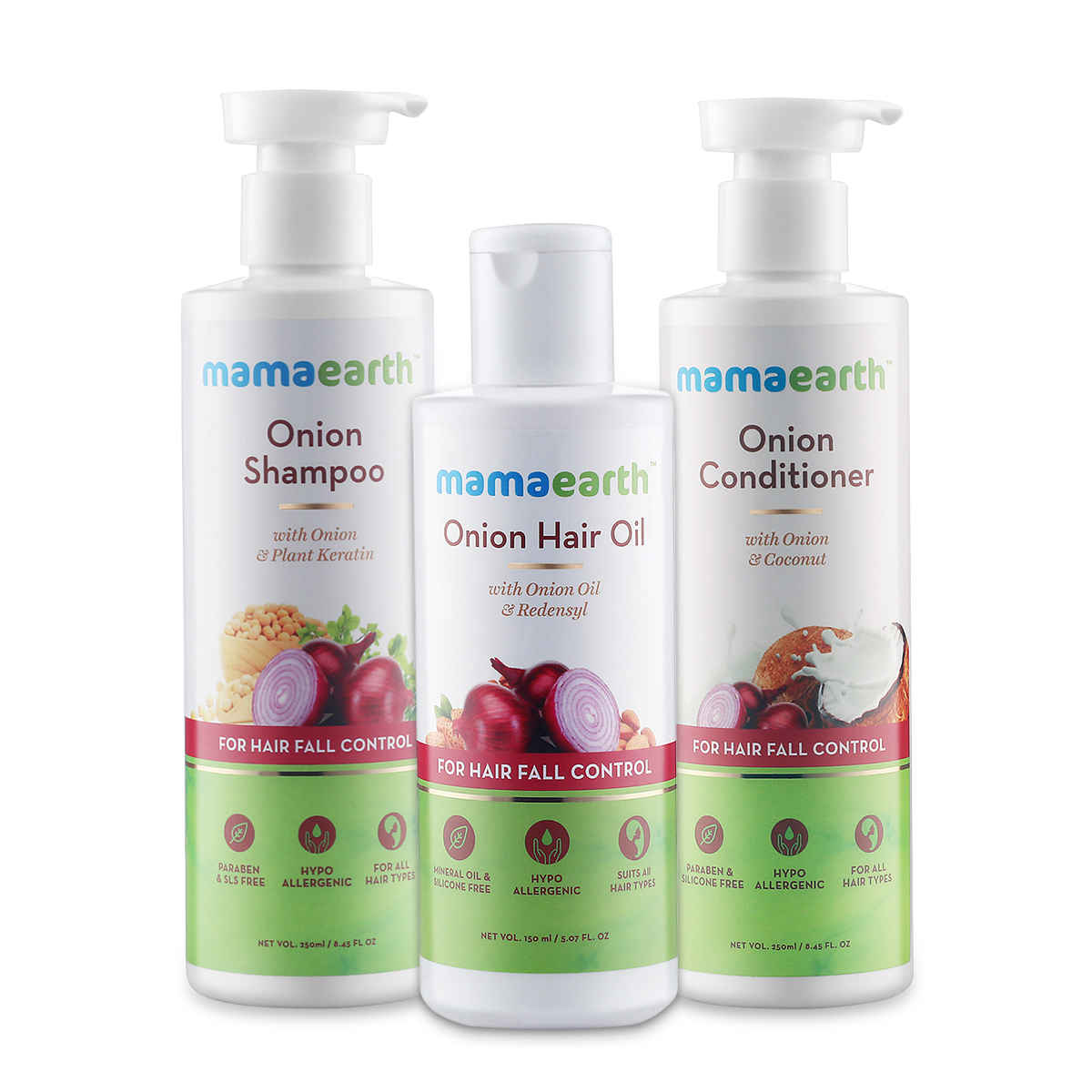 Buy Mamaearth Mamaearth Anti Hair Fall Spa Range With Onion Hair Oil + Onion Shampoo + Onion Conditioner For Hair Fall Control - Purplle