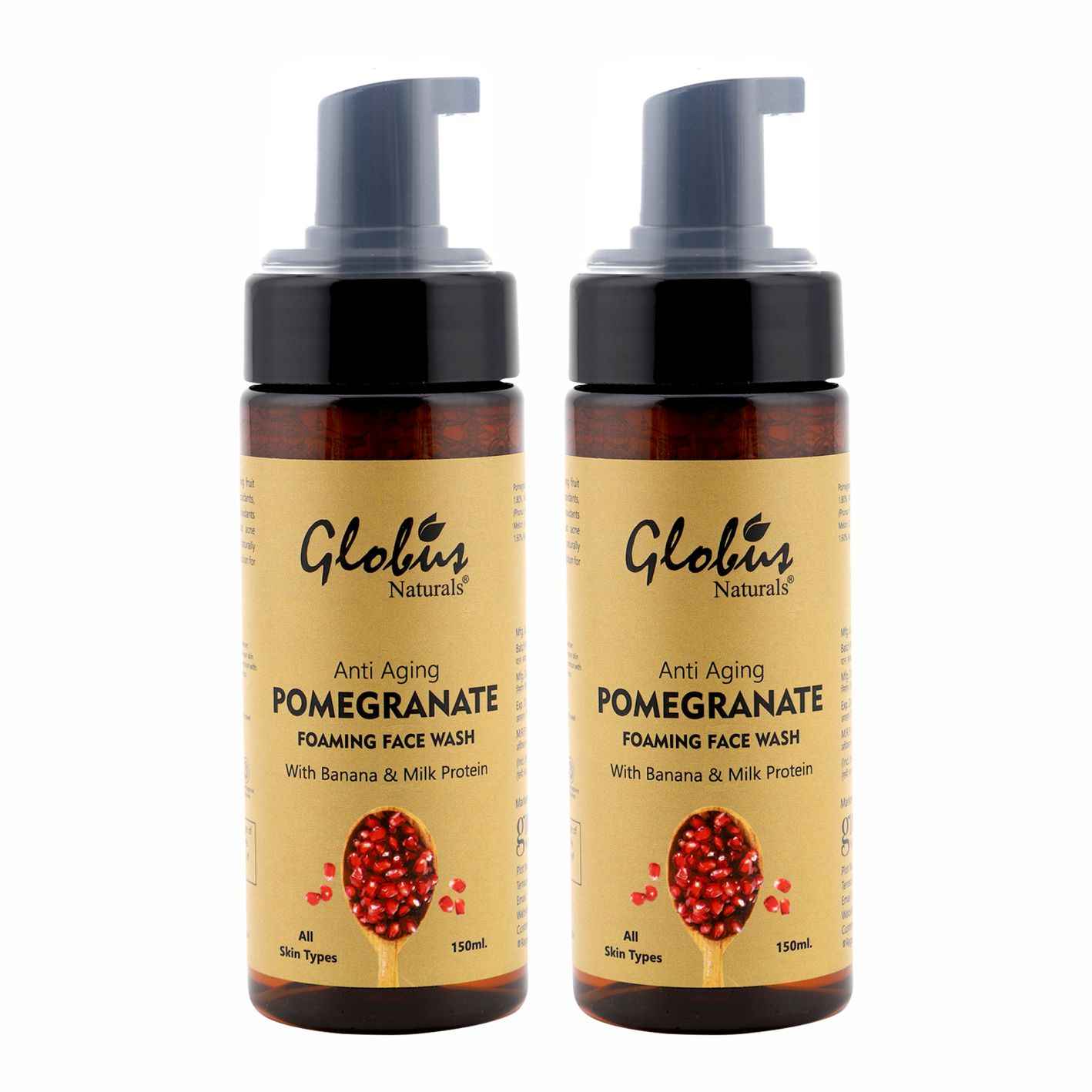 Buy Globus Naturals Pomegranate Foaming Fruit Face wash (150 ml) Pack Of 2 - Purplle