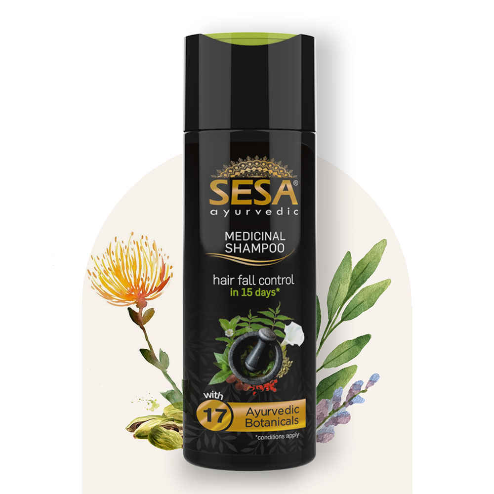 Buy Sesa Ayurvedic Medicinal Shampoo for Hair fall & Dandruff, Bhringraj+16 Herbs, NO Parabens (200 ml) - Purplle