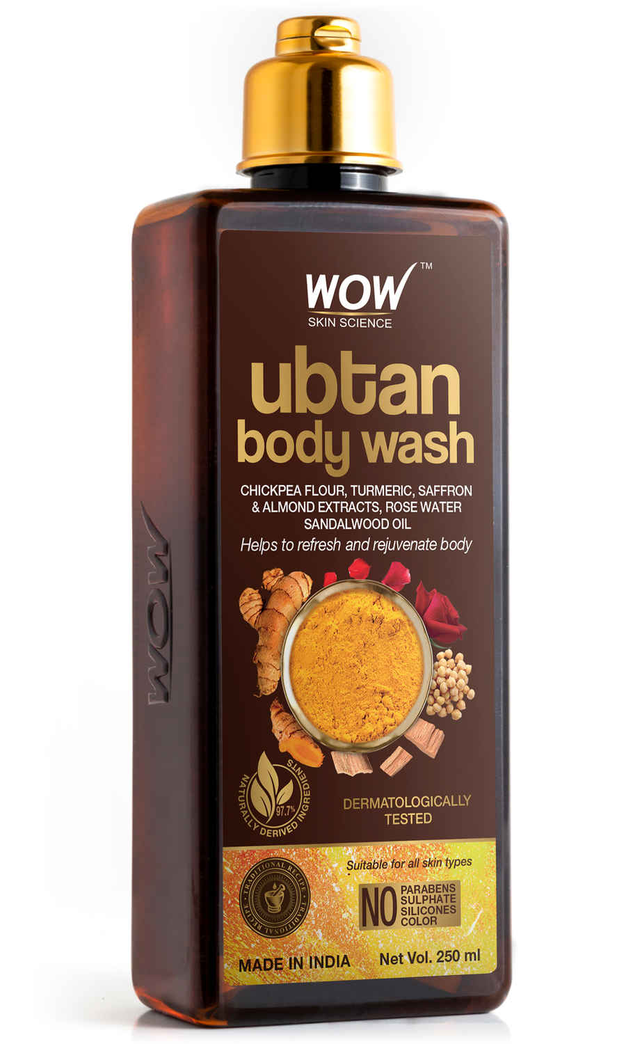 Buy WOW Skin Science Ubtan Body Wash Helps to refresh and rejuvenate body - With Chickpea Flour, Almond, Safron & Turmeric Extract - 250 ml - Purplle