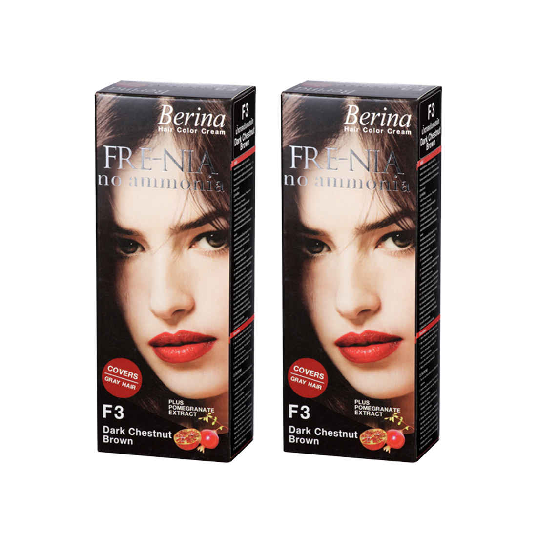 Buy Berina F3 Dark Chestnut Brown FRE-NIA Hair Color Cream 60gm Pack of 2 - Purplle
