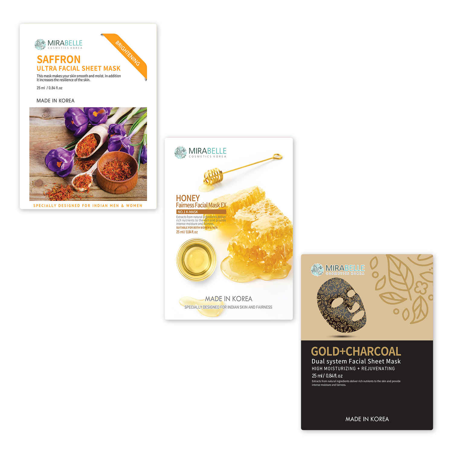 Buy Mirabelle Korea Dull Skin Ex Facial Sheet Mask Pack Of 3 (25 ml) - Purplle