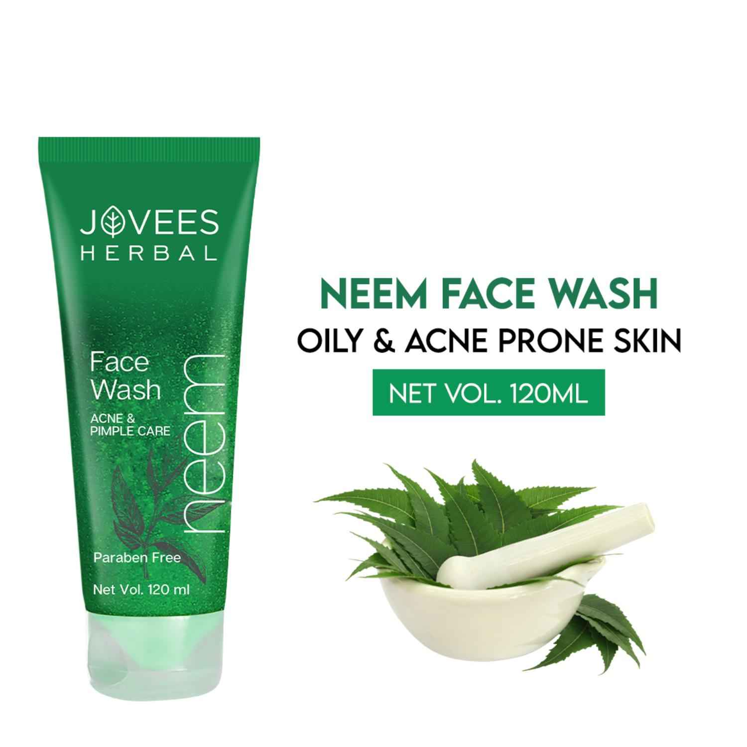 Buy Jovees Herbal Neem Face Wash With Neem & Tea Tree Extracts | For Oily & Acne Prone Skin | Oil Control , Remove Impurities , Prevents Pimples | For Men & Women 120ml - Purplle