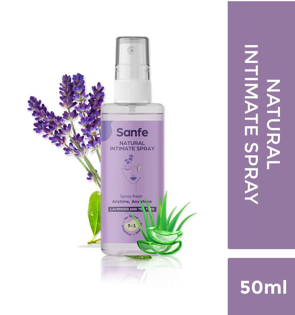 Buy Sanfe Intimate Spray with Tea Tree and Witch Hazel (50 ml) Prevents roughness, Fungal Infections, Rashes in the Bikini area | Vagina wash Pump | Female Hygiene Wash | Feminine Hygiene Wash | Feminine Wash | Feminine Spray - Purplle