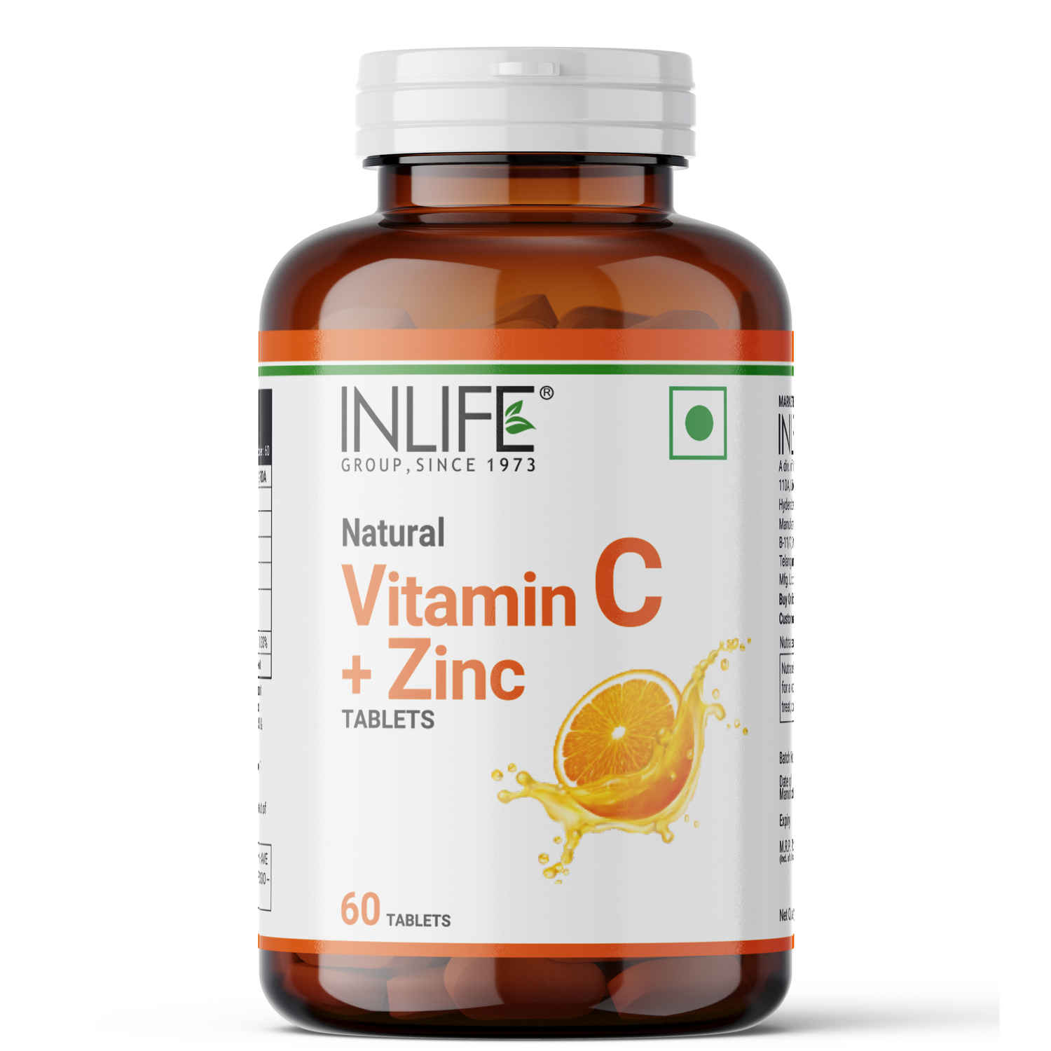 Buy Inlife Natural Vitamin C 1000mg Amla Extract with Zinc 10mg - 60 Tablets (Orange) (60 Tablets) - Purplle