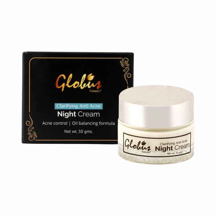 Buy Globus Naturals Clarifying Anti Acne Night Cream , Acne Control | Oil Balancing Formula 100% Natural Ingredients-Lemon, Cucumber & Aloevera| Paraben Free | SLS Free,For Oily & Acne Prone Skin (50 g) - Purplle