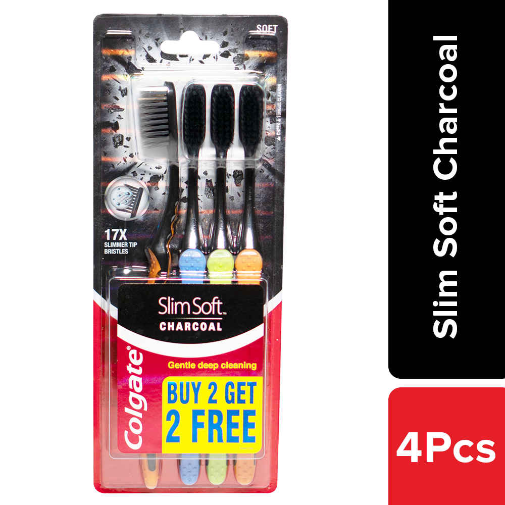 Buy Colgate Slim Soft Charcoal Toothbrush - 4 Pcs (Buy 2 Get 2 Free) - Purplle