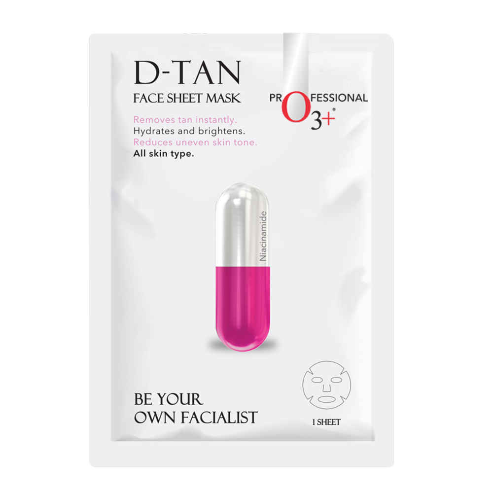 Buy O3+ Facialist Dtan Face Sheet Mask with Niacinamide for Even Facial Skin Tone & Hyperpigmentation Ideal for Dull & Combination Skin (2 Pcs, 30g+30g) - Purplle