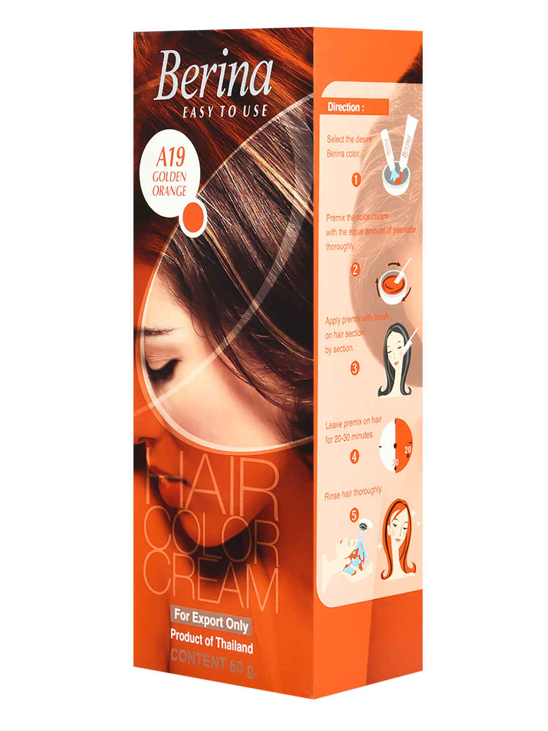 Buy Berina A19 Golden Orange Hair Color Cream 60gm - Purplle