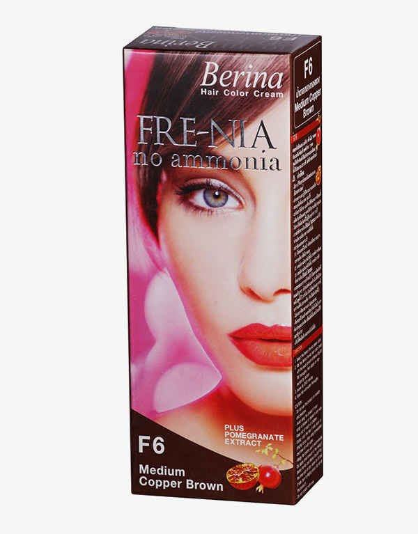 Buy Berina F6 Medium Copper Brown FRE-NIA Hair Color Cream 60gm - Purplle