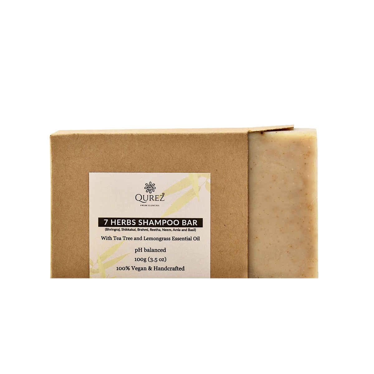Buy Qurez 7 Herbs Shampoo Bar with Tea Tree and Lemongrass (Sulphate free and Organic), (100 g) - Purplle